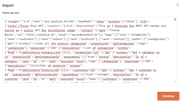 Abb 13 – Postman Import via Raw-Text