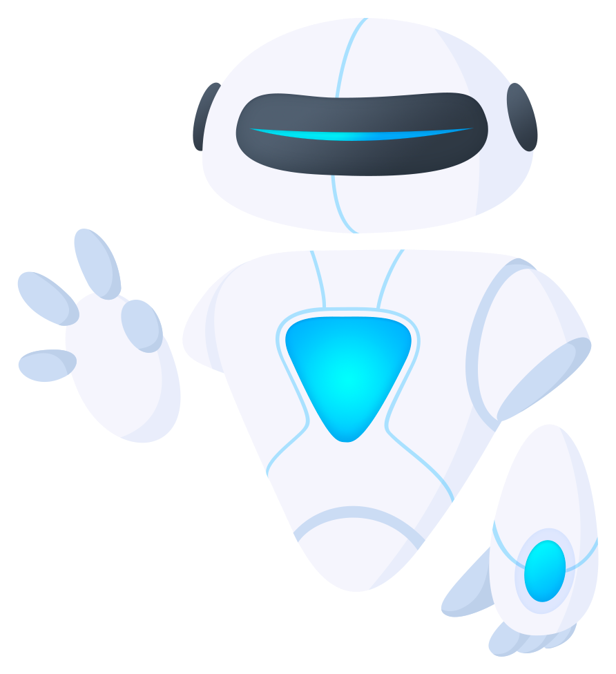 Logo von Detox: freundlich winkender weißer Roboter
