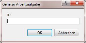 Screenshot: Dialog Gehe zu Arbeitsaufgabe mit Eingabefeld für die ID
