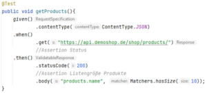 Abbildung - Rest-Assured-Codebeispiel