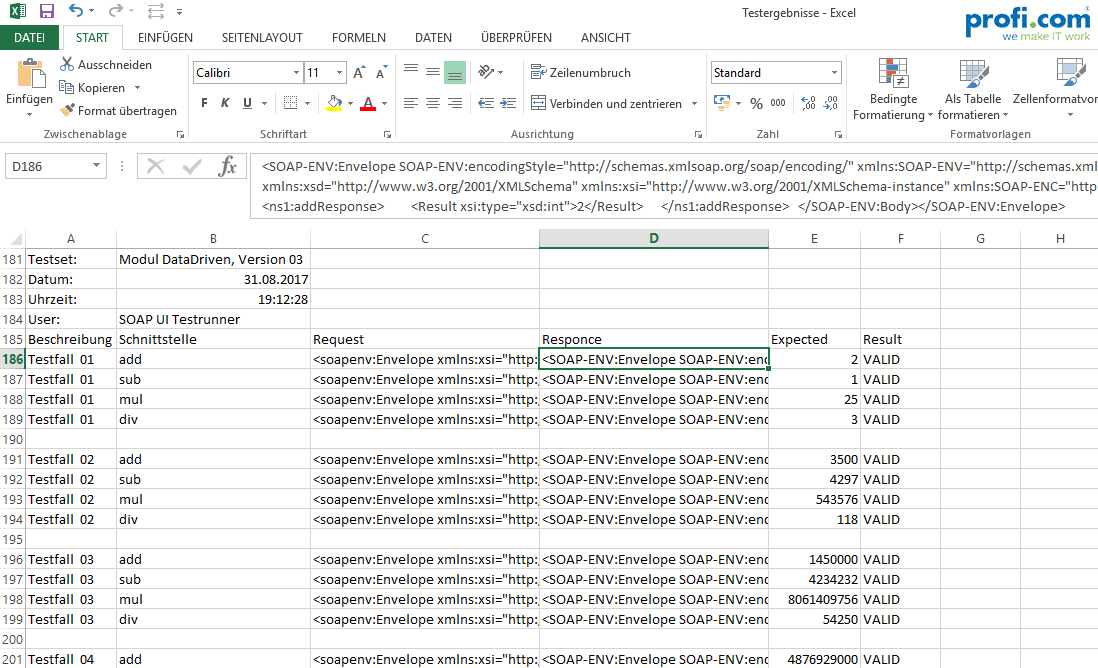Use Case SOAP UI: Exportdatei der Excel